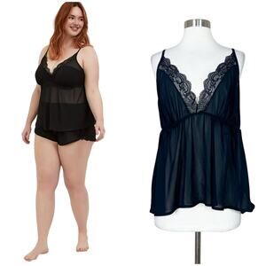 NEW Torrid | Black Sheer Lace Sexy Babydoll Lingerie Top 2 2X NWT
